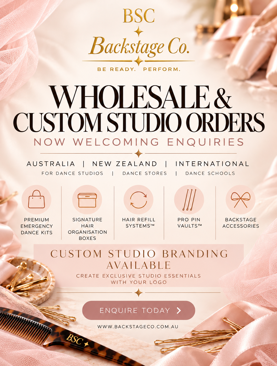 WHOLESALE & CUSTOMER ORDERS | Studios & Dance Retailers - ENQUIRE